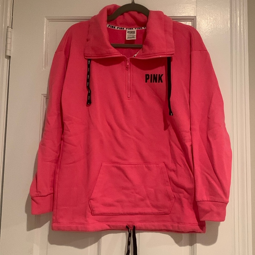 PINK QUARTER ZIP SWEATER